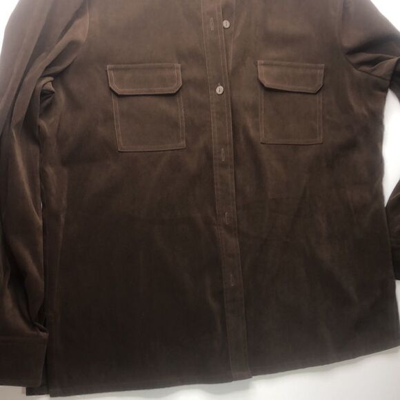 ALLISON TAYLOR Stretch Brown Button-Down Blouse Classic Wear Size XL - Picture 5 of 9